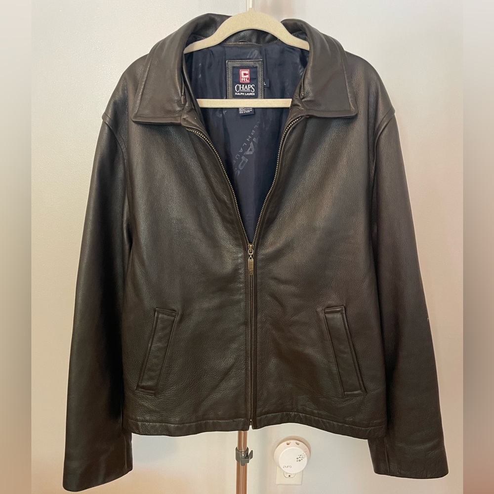 Chaos black leather bomber jacket